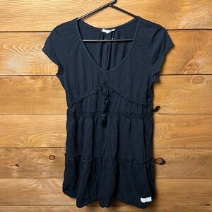 Odd Molly Womens Trilayer tunic dress black mini event 2/Md wedding short sleeve